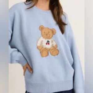 Le Lis Light Blue Sweater with Teddy Bear Design